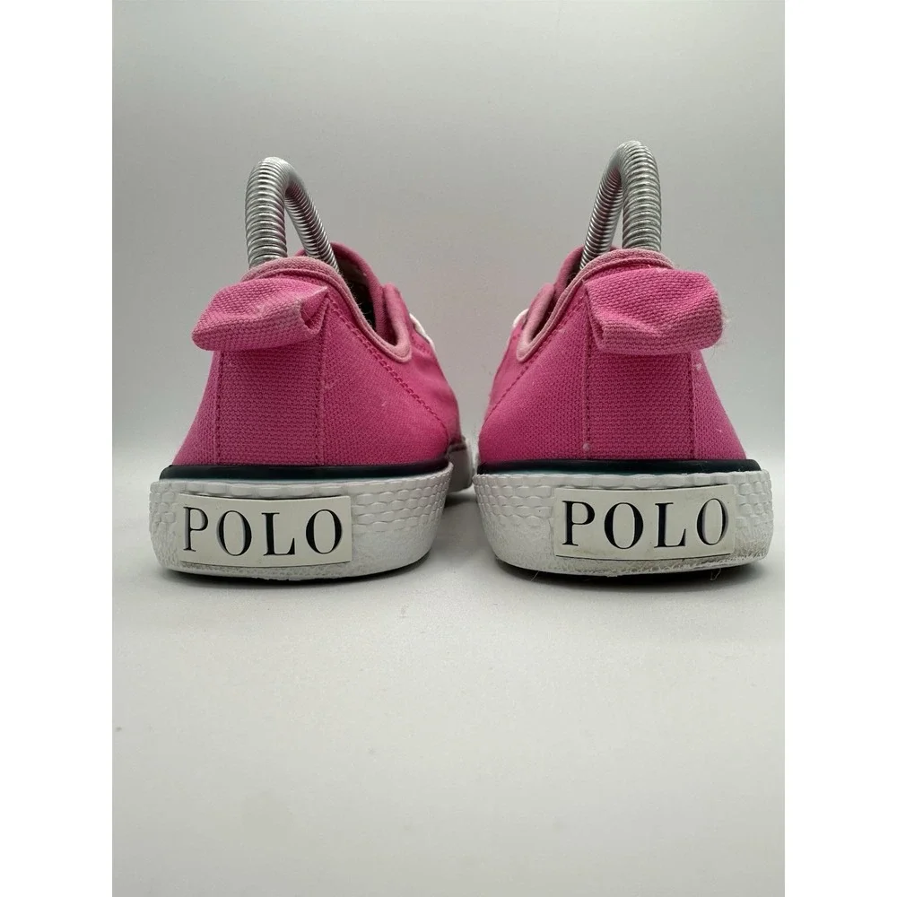 Polo Ralph Lauren Pink Canvas Low Top Sneakers Size 7 Logo Accent